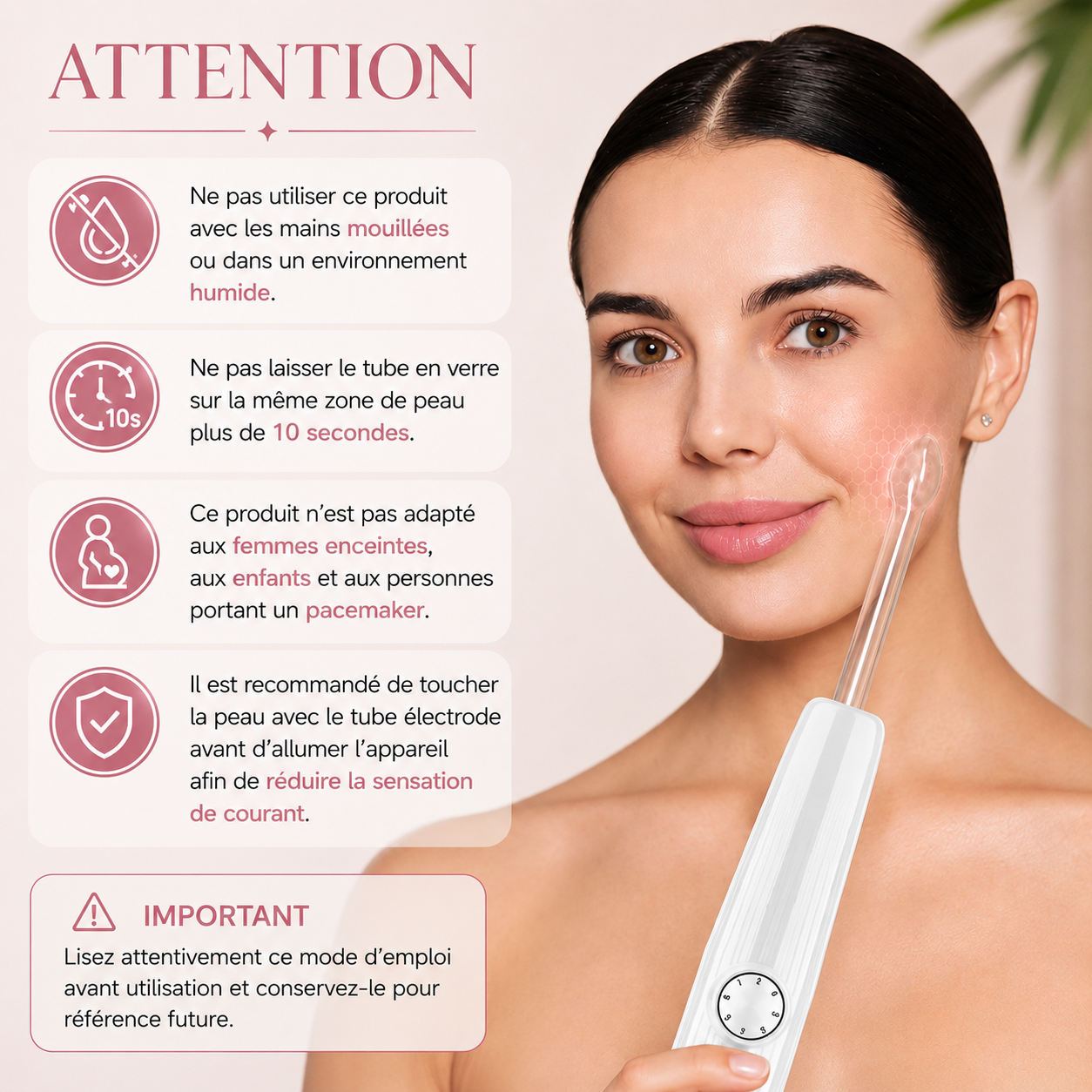 Stylo Darsonval Haute Fréquence 4 électrodes